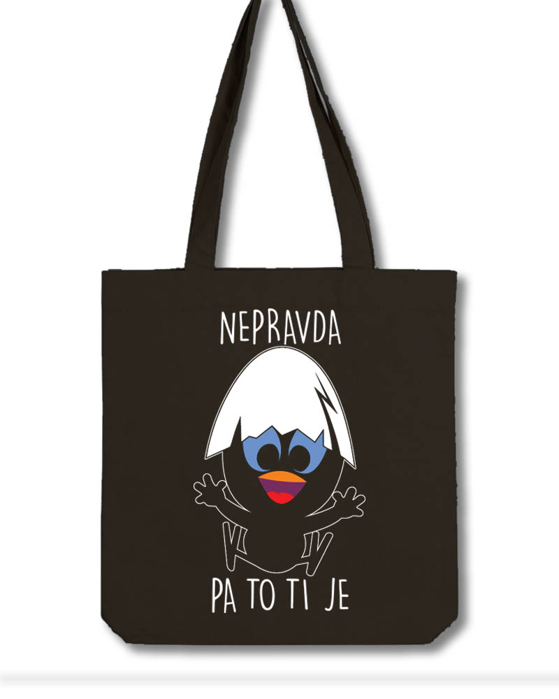 kalimero, crtani film, nepravda, nepravda pa to ti je, ceger, pamučna torba, torba, štampa na cegerima, novi sad, srbija, čika nebojša